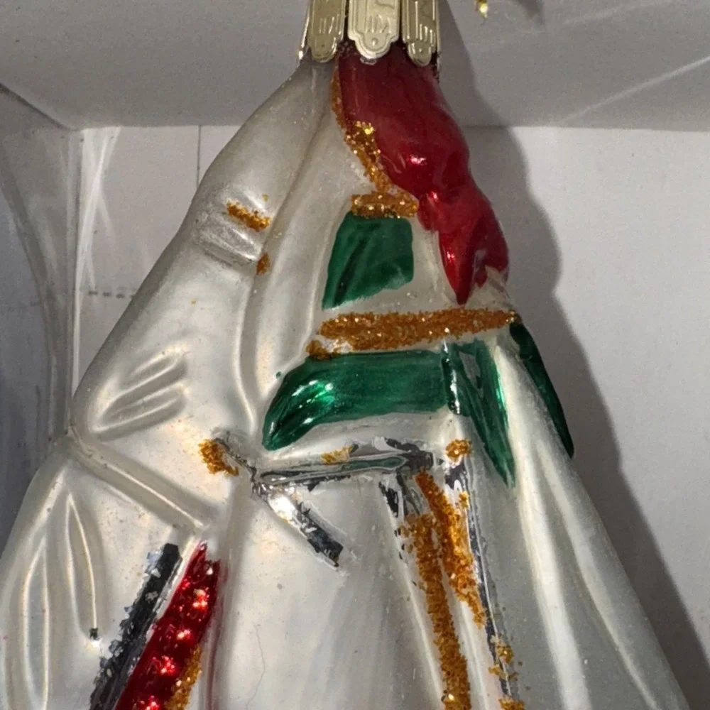 Vintage Santa's Best Blown Glass Christmas Ornament Nautical Santa boat 6.5
